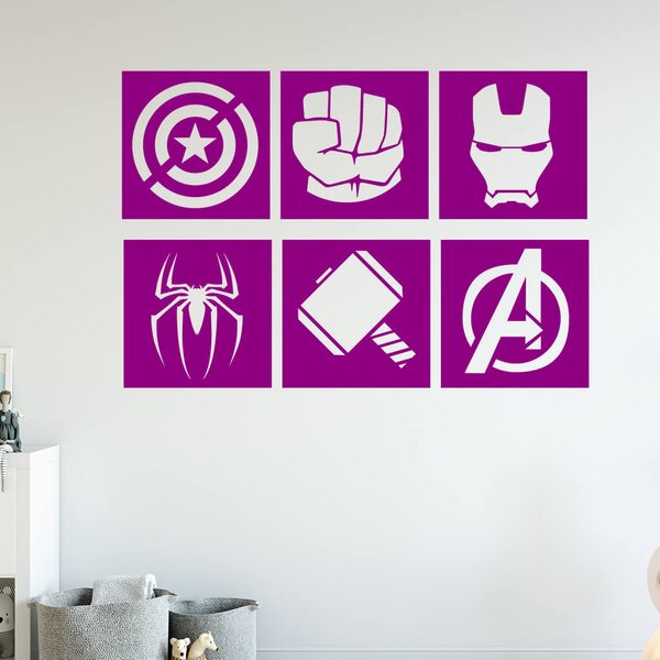 Živá Zeď Samolepka Znaky Avengers sada Barva: černá