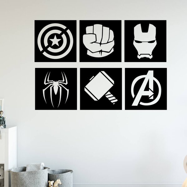 Živá Zeď Samolepka Znaky Avengers sada Barva: černá