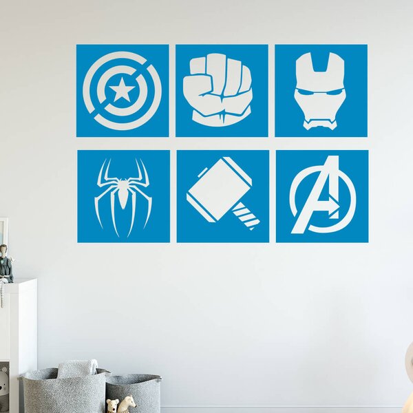 Živá Zeď Samolepka Znaky Avengers sada Barva: černá