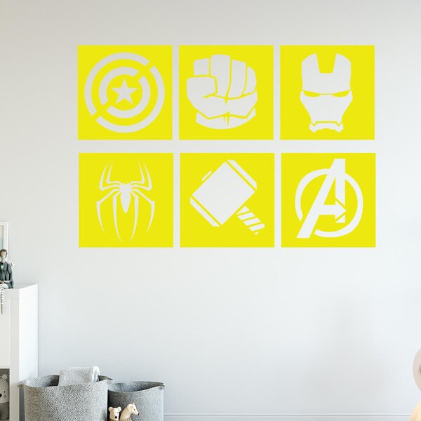 Živá Zeď Samolepka Znaky Avengers sada Barva: černá