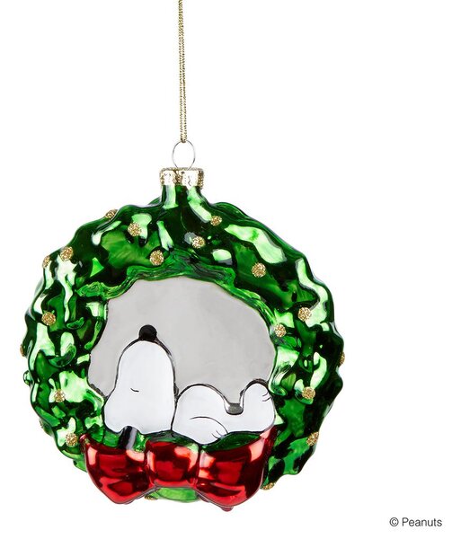 PEANUTS Skleněná ozdoba Snoopy věněc