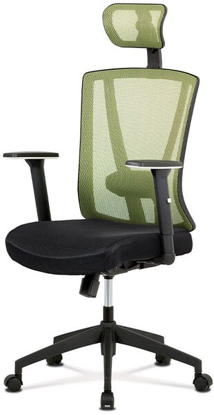 Kancelářská židle, černá MESH+zelená síťovina, plastový kříž, synchronní mechani KA-H110 GRN