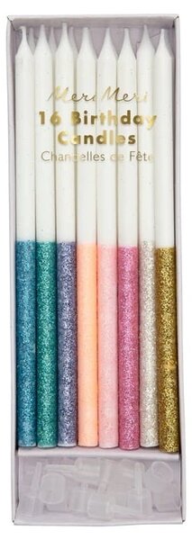 Dortové svíčky Multicolour Glitter Dipped 16 ks