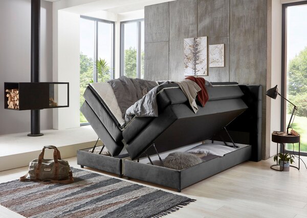 POSTEL BOXSPRING, 160/200 cm, antracitová MID.YOU - Postele s úložným prostorem, Online Only