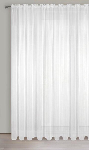 Bílá voálová záclona na pásce LUCIA 300x270 cm