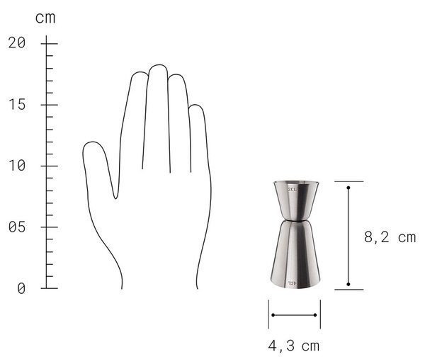 MANHATTAN Barová odměrka 2cl/4cl - stříbrná