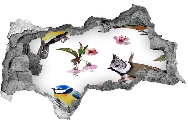 Samolepící díra na stěnu Ptáci květy višně nd-b-98117635