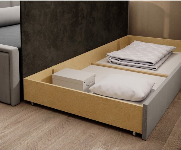 Šedá žinylková rozkládací/s úložným prostorem pohovka 214 cm Fulgeo – ELTAP