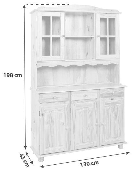 KREDENC, borovice, barvy borovice, 130/198/43 cm MID.YOU, Online Only