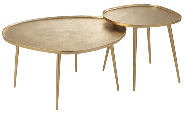 J-line Set dvou zlatých odkládacích stolků Vinta 72,5 x 63/43 cm