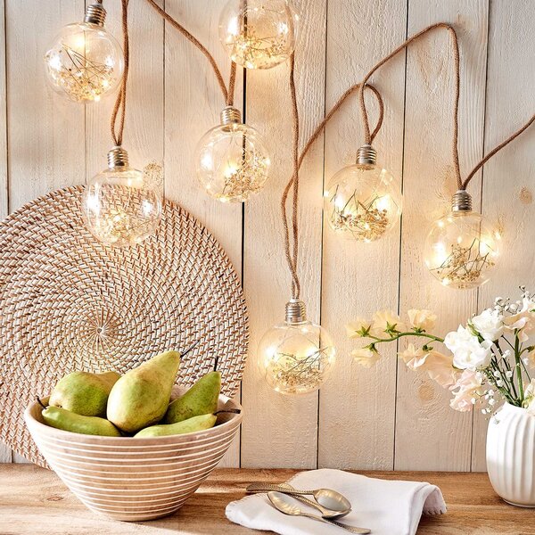 BULB LIGHTS Světelný řetěz se sušenými květinami 8 světel