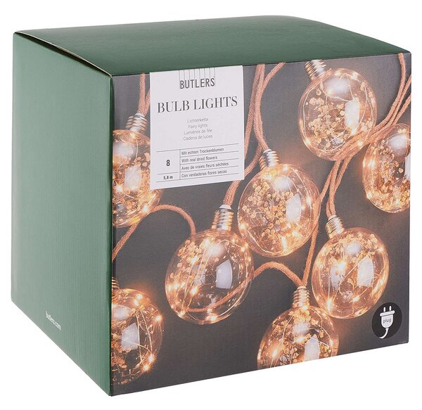 BULB LIGHTS Světelný řetěz se sušenými květinami 8 světel
