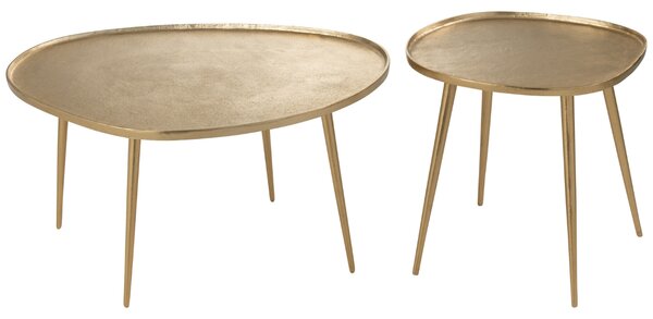 J-line Set dvou zlatých odkládacích stolků Vinta 72,5 x 63/43 cm