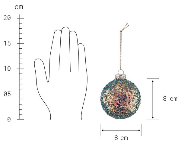 HANG ON Vánoční koule flitry 8 cm - zelená