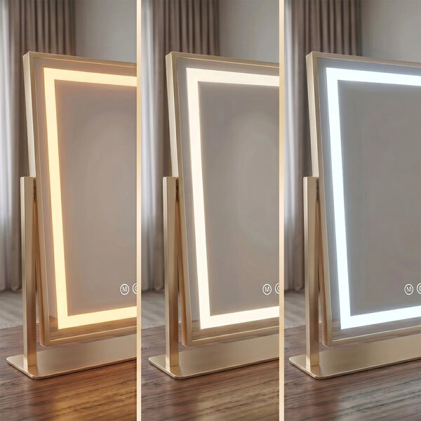 Rea Kosmetické zrcadlo 58x45 cm s regulovatelným LED osvětlením HOM-01801 zlaté