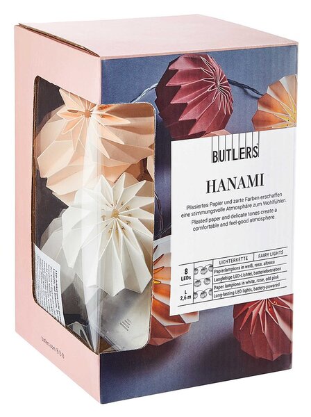 HANAMI LED Světelný řetěz lampióny 8 světel - růžová