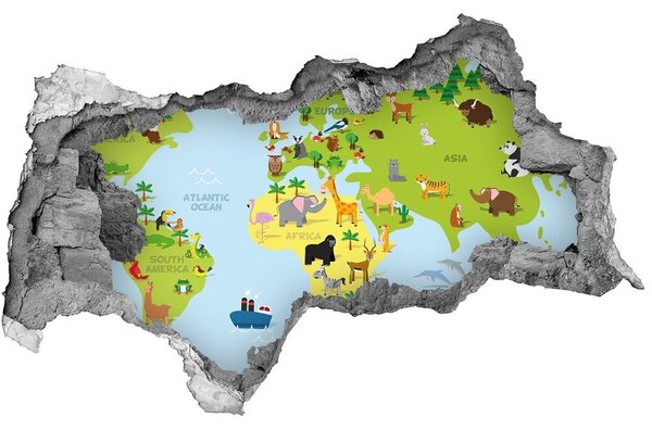 Samolepící díra na stěnu Mapa zvířata nd-k-99962679