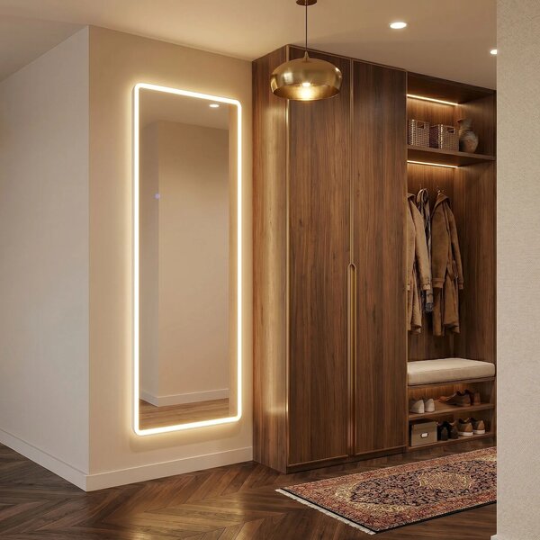 Rea Stojanové zrcadlo Classico 60x170 cm s regulovatelným LED osvětlením HOM-07055 bílé