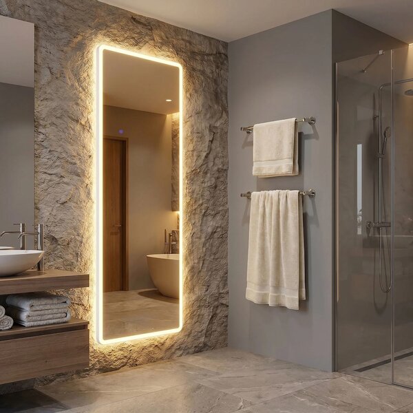 Rea Stojanové zrcadlo Classico 60x170 cm s regulovatelným LED osvětlením HOM-07055 bílé
