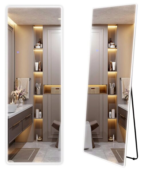 Rea Stojanové zrcadlo Classico 60x170 cm s regulovatelným LED osvětlením HOM-07055 bílé