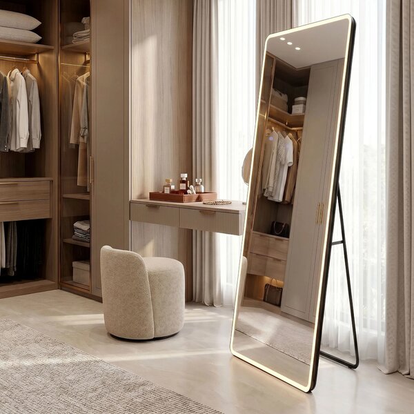 Rea Stojanové zrcadlo Classico 60x170 cm s regulovatelným LED osvětlením HOM-07052 černé