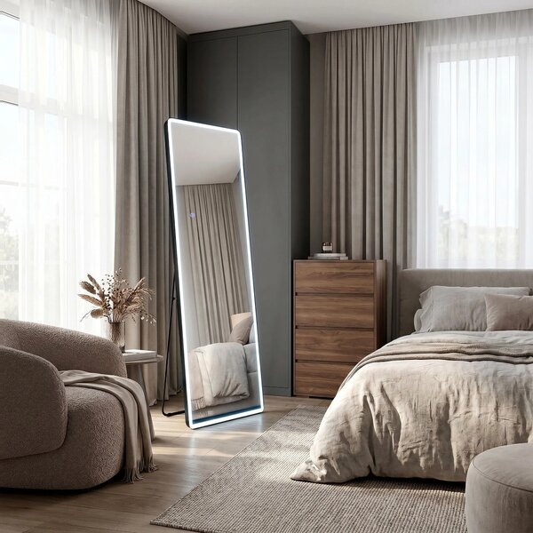 Rea Stojanové zrcadlo Classico 60x170 cm s regulovatelným LED osvětlením HOM-07052 černé