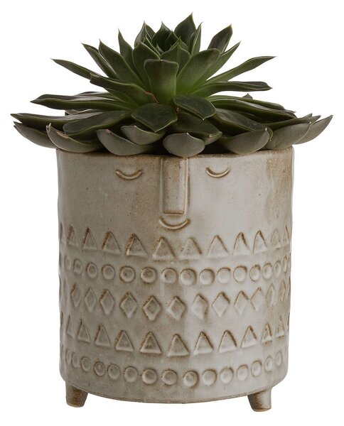 ETHNO Květináč s obličejem 14 cm - sv.hnědá