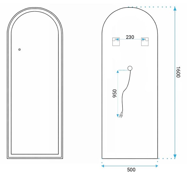 Rea Stojanové zrcadlo 50x160 cm s regulovatelným LED osvětlením HOM-07054 bílé