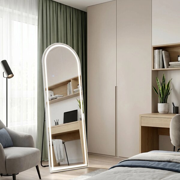 Rea Stojanové zrcadlo 50x160 cm s regulovatelným LED osvětlením HOM-07054 bílé