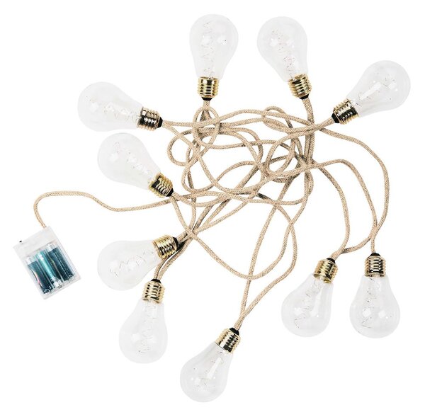 BULB LIGHTS Světelný řetěz s USB žárovky 10 světel - přírodní