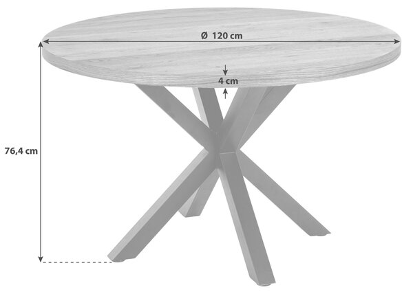 JÍDELNÍ STŮL, divoký dub, divoký dub, 120/76,4 cm P & B - Jídelní stoly, Online Only