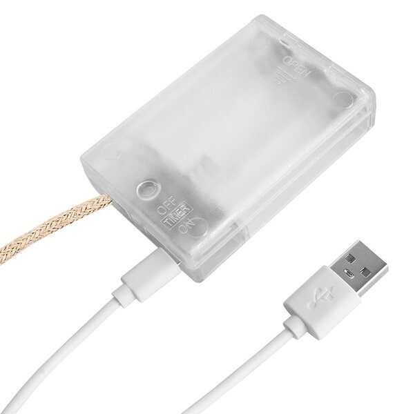 BULB LIGHTS Světelný řetěz s USB žárovky 10 světel - přírodní