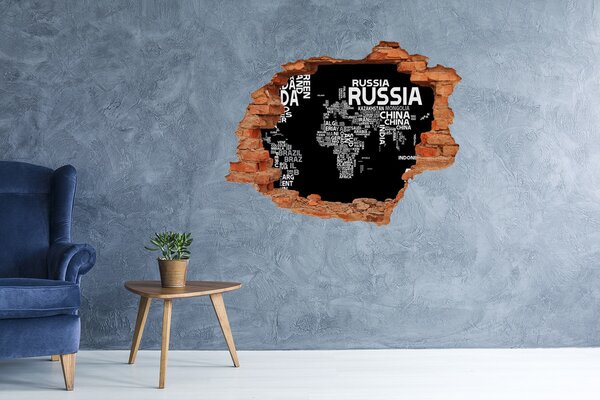 Samolepící díra na stěnu Mapa světa nápis nd-c-102757176