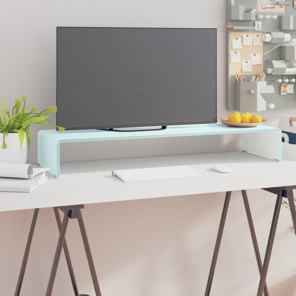 TV stolek / podstavec na monitor sklo zelený 90 x 30 x 13 cm