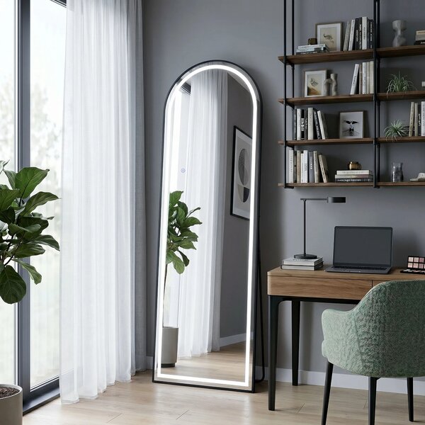 Rea Stojanové zrcadlo 50x160 cm s regulovatelným LED osvětlením HOM-07050 černé