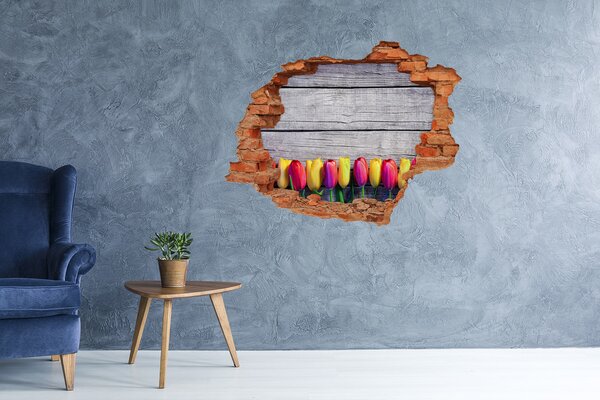 Samolepící nálepka Tulipány na dřevě nd-c-103218042