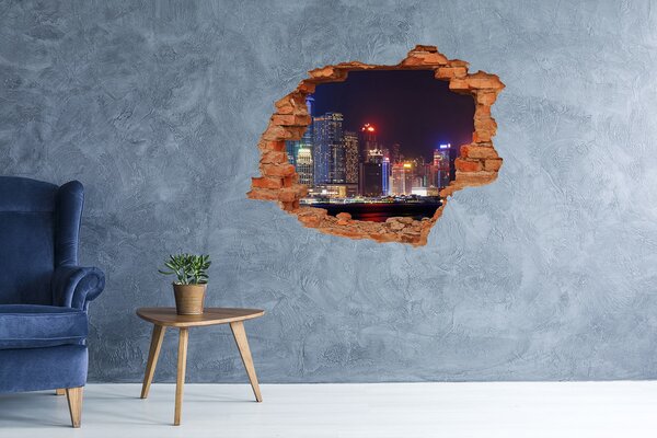 Fototapeta díra na zeď Hongkong noc nd-c-103649415