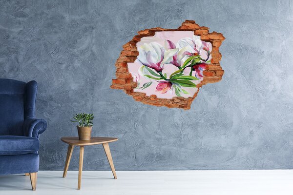 Nálepka 3D díra na zeď Květy magnolie nd-c-104301807