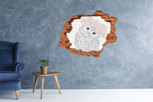 Díra 3D fototapeta na stěnu Sova na věnečku nd-c-104896782