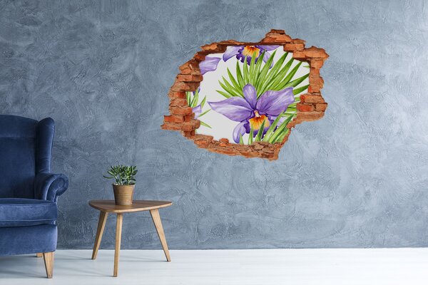 Nálepka 3D díra na zeď beton Orchidej nd-c-104930061