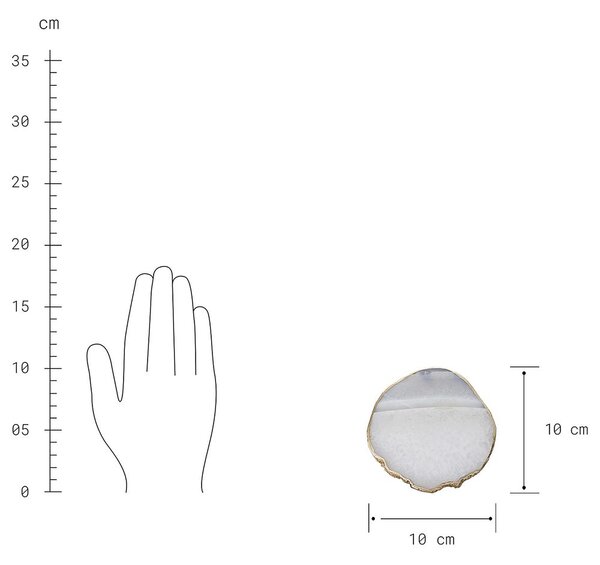 CRYSTAL Podtácek z drahých kamenů 10 cm - bílá