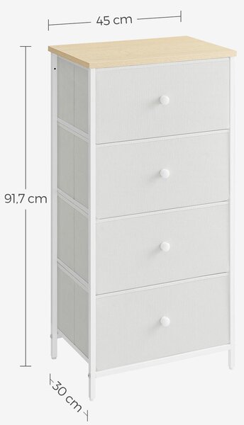KOMODA, bílá, barvy dubu, 45/91,7/30 cm - Široké komody, Online Only