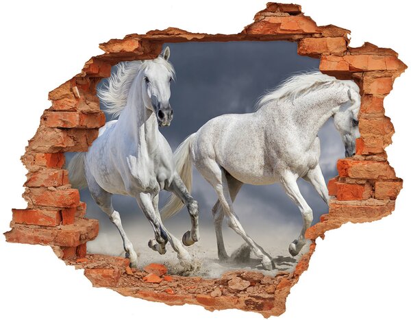 Díra 3D fototapeta na stěnu Bílí koně pláž nd-c-106869148