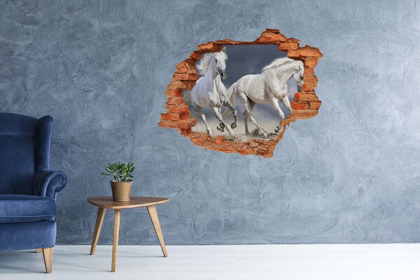 Díra 3D fototapeta na stěnu Bílí koně pláž nd-c-106869148