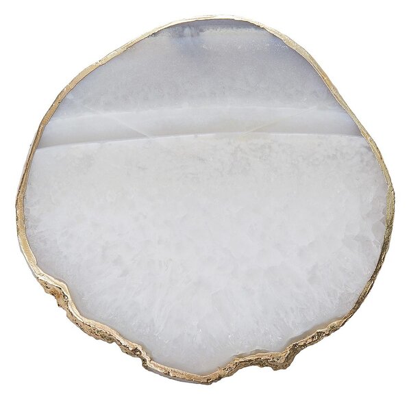 CRYSTAL Podtácek z drahých kamenů 10 cm - bílá