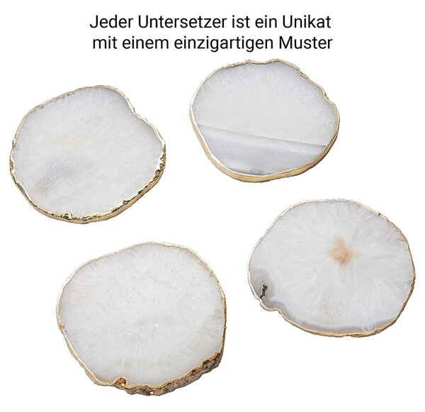 CRYSTAL Podtácek z drahých kamenů 10 cm - bílá