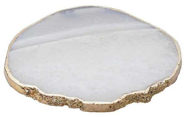 CRYSTAL Podtácek z drahých kamenů 10 cm - bílá