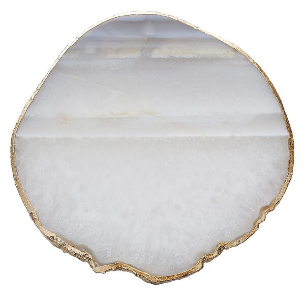 CRYSTAL Podtácek z drahých kamenů 10 cm - bílá
