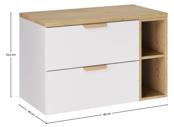 Comad Set koupelnového nábytku Aster White 80 bílá mat/dub cremona (3 kusy nábytku)