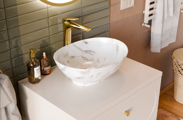 Comad Koupelnová skříňka s deskovým umyvadlem Aster White 60 bílá mat/dub cremona